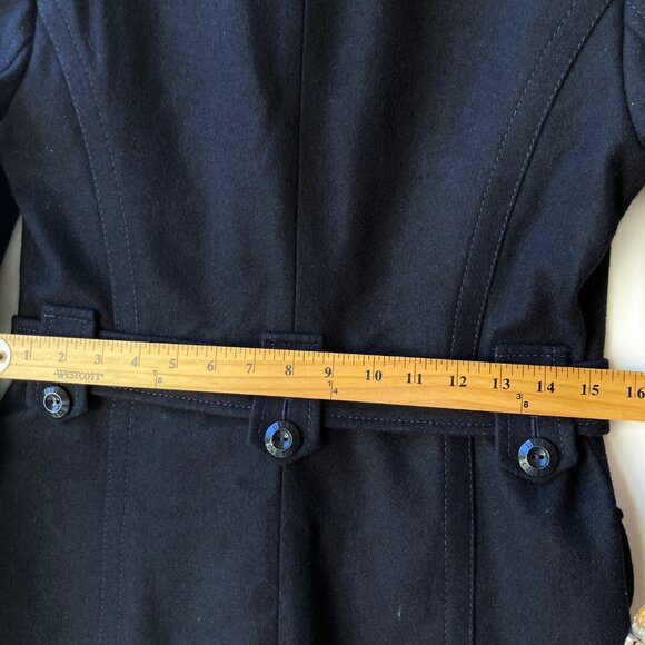 Womens Navy Blue Wool Trench Coat Peacoat Jacket Size Small S Made in Ukraine - Picture 12 of 16